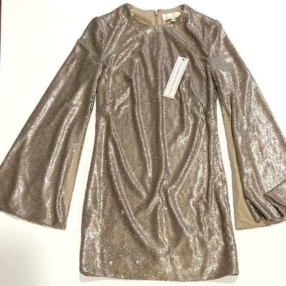 NWT Dress The Population sequin dress, XXS, Sand - Picture 4 of 14